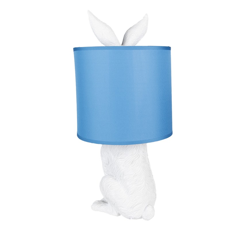 Clayre & Eef Tischlampe Kaninchen Ø 20x43 cm Weiß Blau Kunststoff