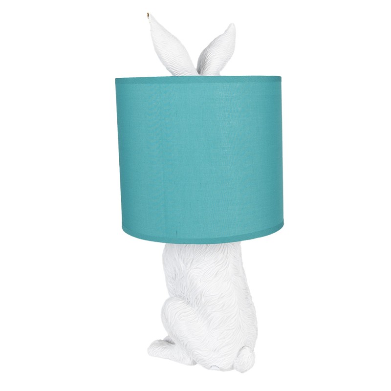 Clayre & Eef Table Lamp Rabbit Ø 20x43 cm White Green Plastic