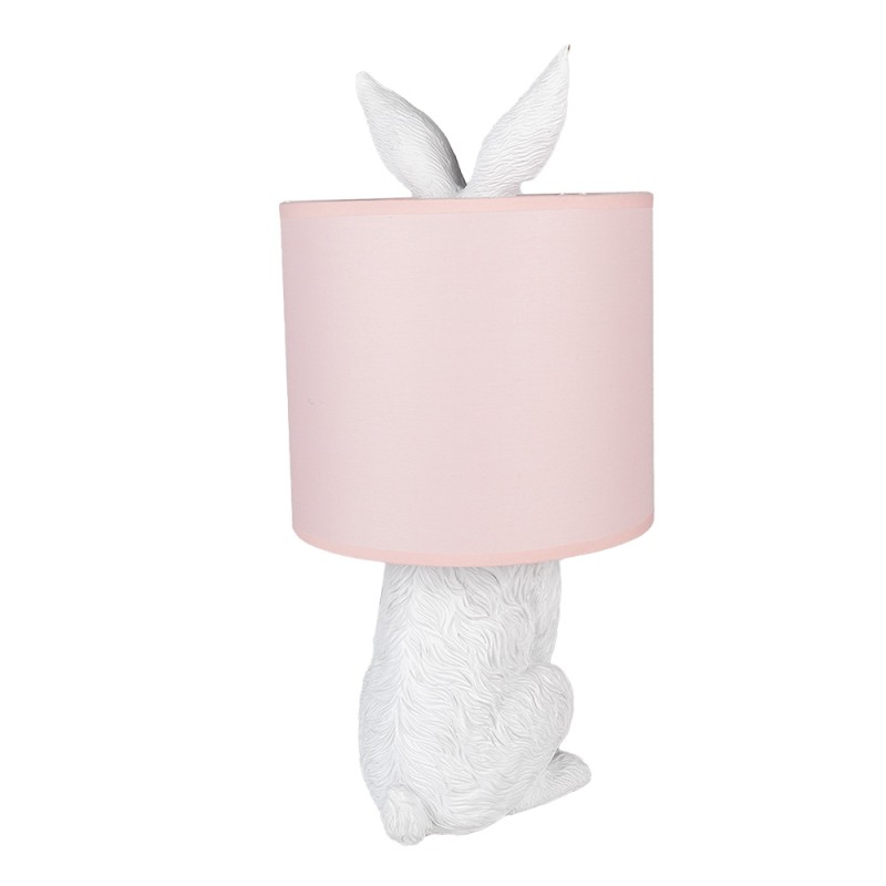 Clayre & Eef Lampe de table Lapin Ø 20x43 cm Blanc Rose Plastique