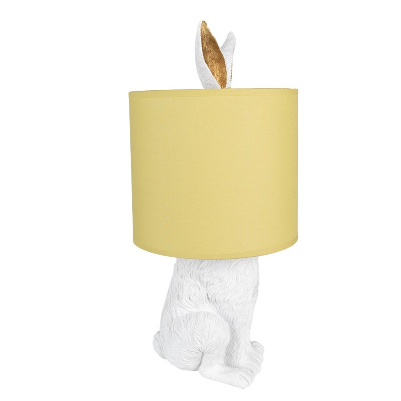 Clayre & Eef Tischlampe Kaninchen Ø 20x43 cm Weiß Gelb Kunststoff