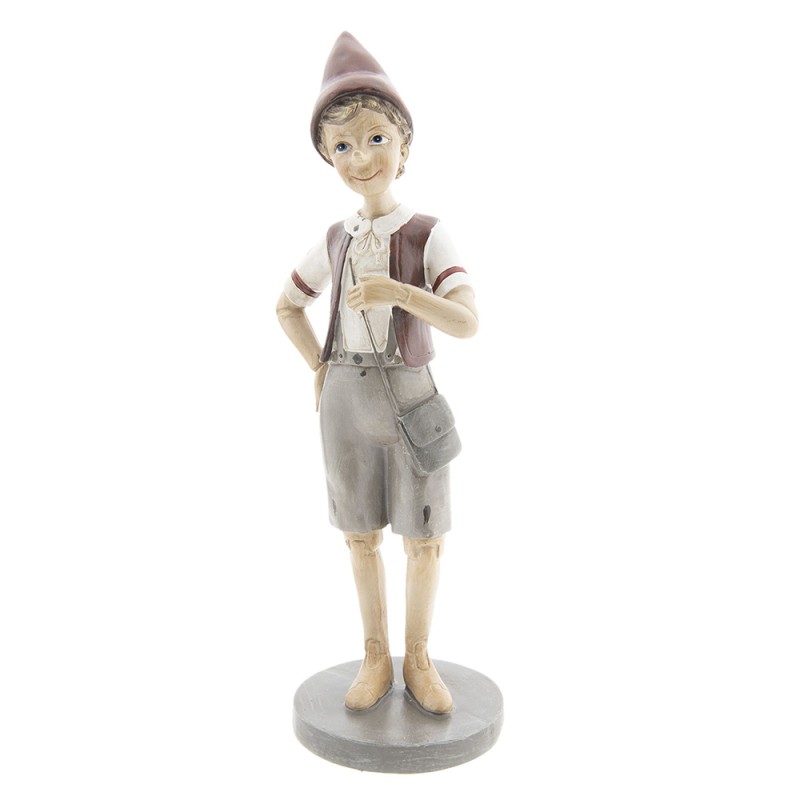 Clayre & Eef Figur Pinocchio 30 cm Grau Rot Polyresin