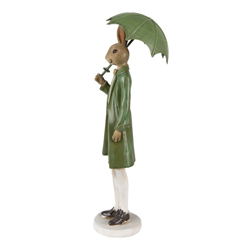 Clayre & Eef Statuetta Coniglio 27 cm Verde Marrone Poliresina