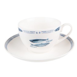 Cup and Saucer White Blue...