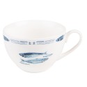 Clayre & Eef Cup and Saucer 250 ml White Blue Porcelain Fishes