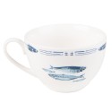 Clayre & Eef Cup and Saucer 250 ml White Blue Porcelain Fishes