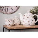 Clayre & Eef Set latte e zucchero 12x9x8 / Ø 9x10 cm Beige Ceramica Rotondo Fiori