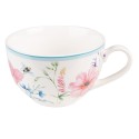 Clayre & Eef Tasse et soucoupe 230 ml Blanc Rose Porcelaine Fleurs