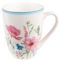 Clayre & Eef Mug 360 ml White Pink Porcelain Flowers