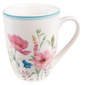 Clayre & Eef Tasse 360 ml Weiß Rosa Porzellan Blumen