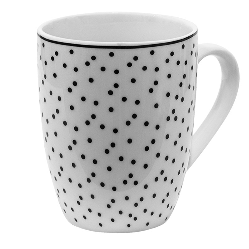 Clayre & Eef Mug 350 ml Blanc Noir Porcelaine