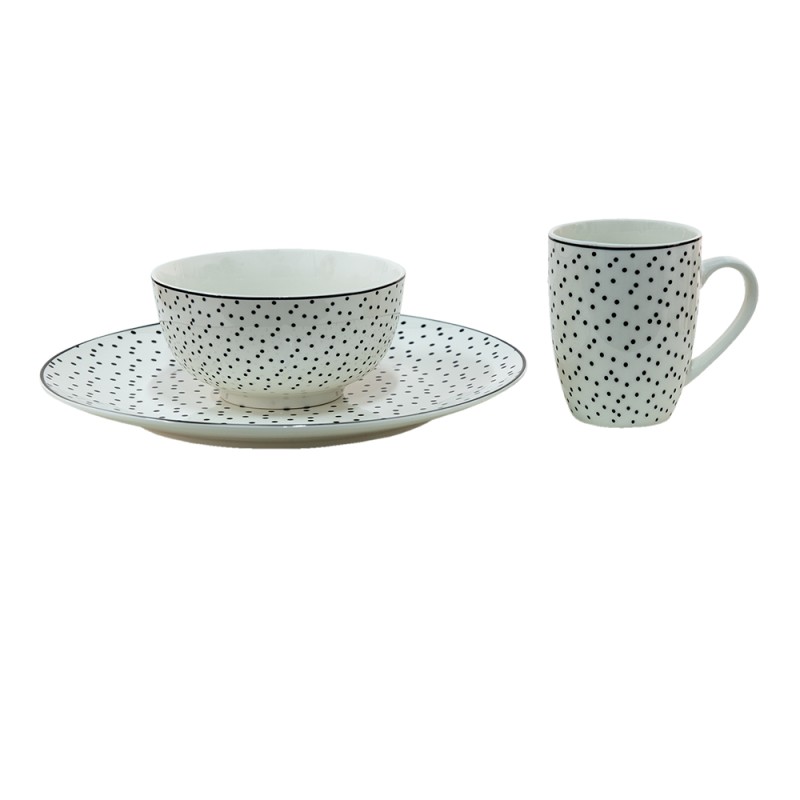 Clayre & Eef Mug 350 ml Blanc Noir Porcelaine