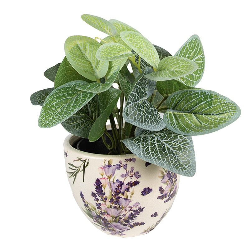 Clayre & Eef Planter Ø 11x9 cm Purple Green Ceramic Lavender