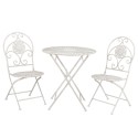 Clayre & Eef Bistro Set Bistro Table Bistro Chair Set of 3 Ø 70x76 cm White Iron