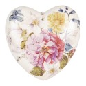 Clayre & Eef Decoration Heart 8x8x4 cm Pink Beige Ceramic Flowers