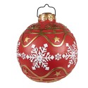Clayre & Eef Weihnachtskugel XL Ø 31x33 cm Rot Weiß Kunststoff Schneeflocken