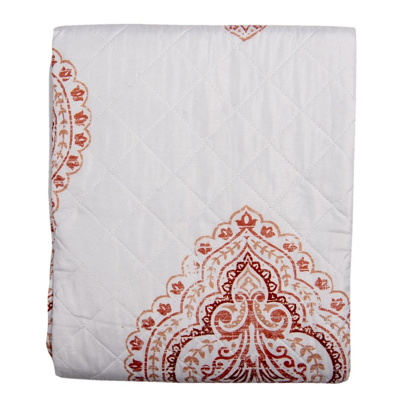 Clayre & Eef Bedsprei  2-persoons Wit Rood Katoen Polyester Rechthoek