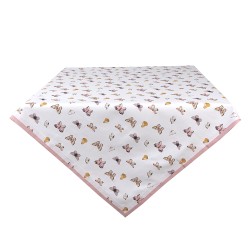 Clayre & Eef Nappe 100x100 cm Beige Rose Coton Carré Papillons