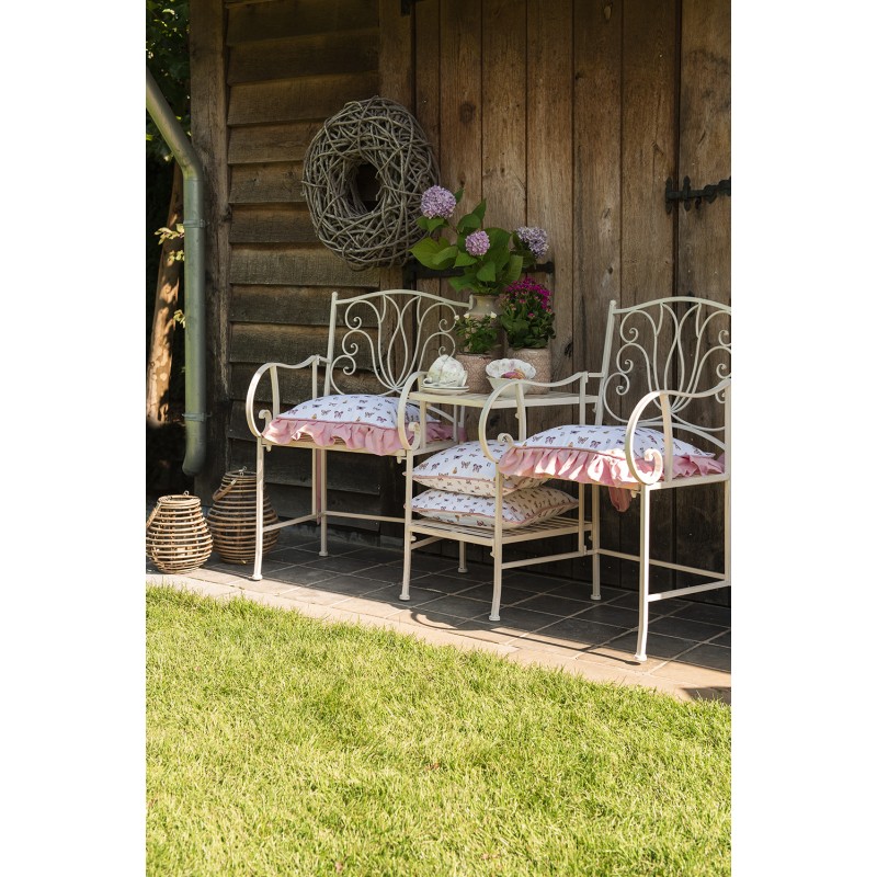 Clayre & Eef Tablecloth 100x100 cm Beige Pink Cotton Square Butterflies