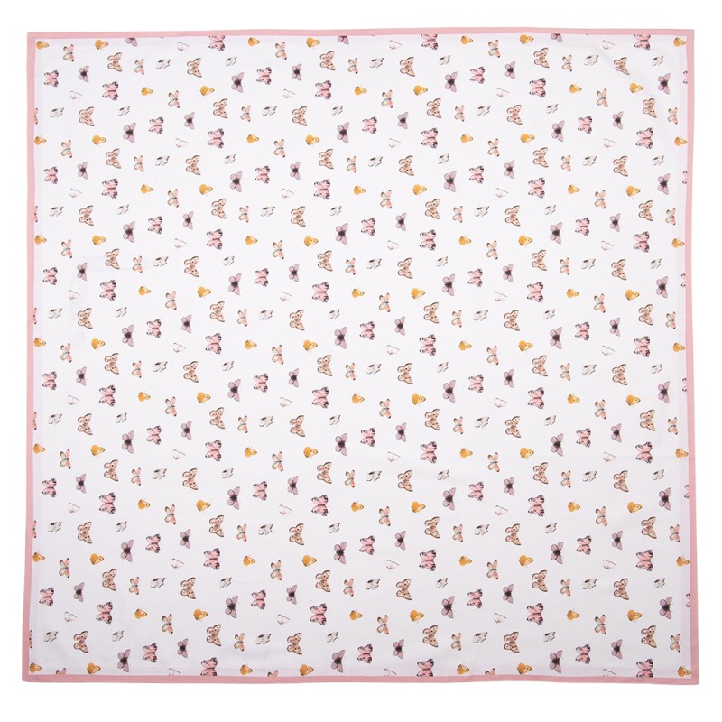 Clayre & Eef Tablecloth 130x180 cm Beige Pink Cotton Rectangle Butterflies