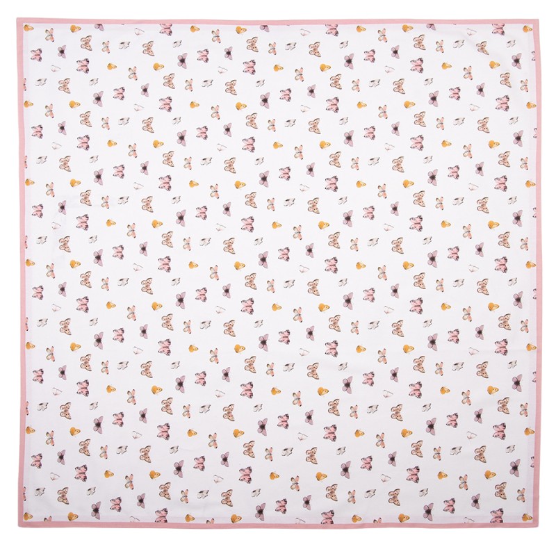 Clayre & Eef Tafelkleed  150x250 cm Beige Roze Katoen Rechthoek Vlinders