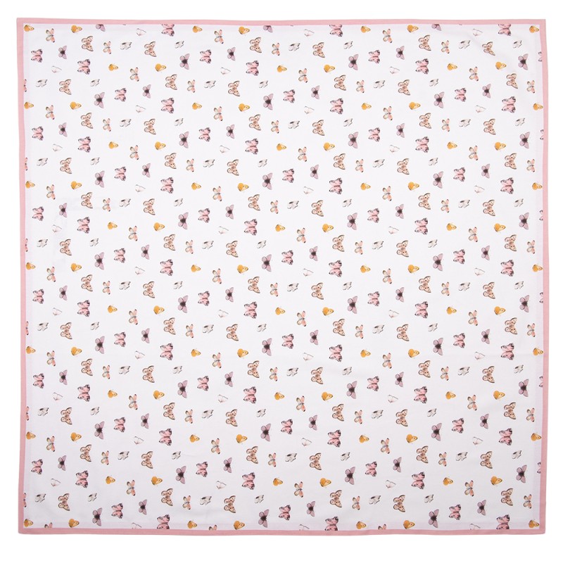 Clayre & Eef Tablecloth 150x250 cm Beige Pink Cotton Rectangle Butterflies