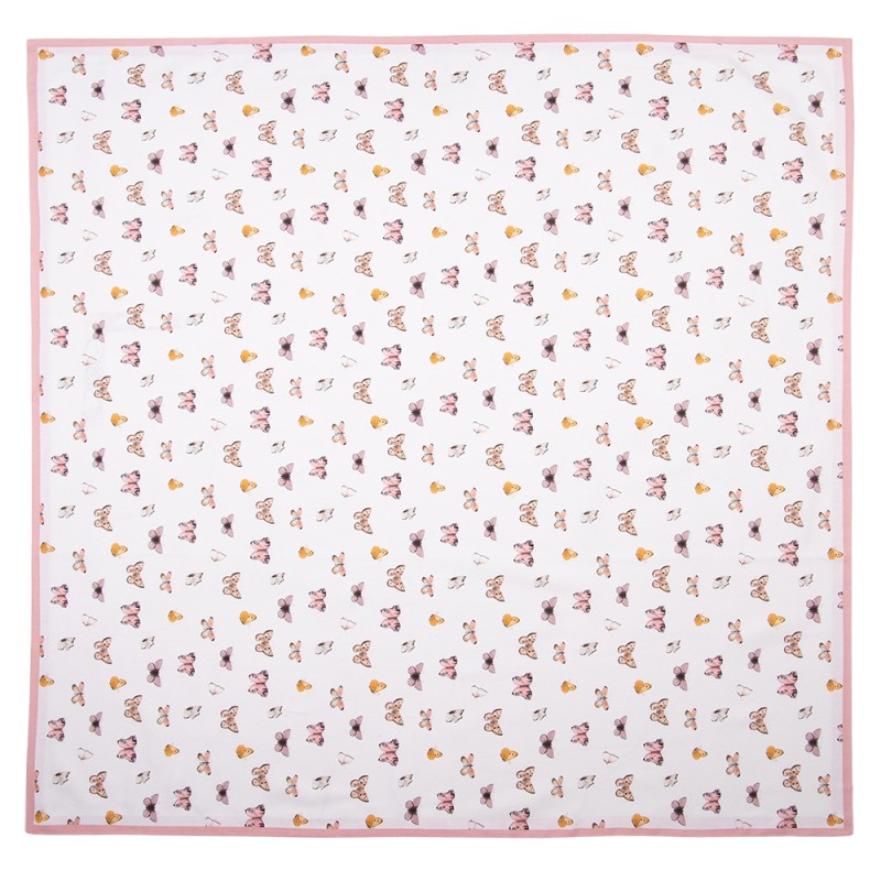 Clayre & Eef Nappe 150x150 cm Beige Rose Coton Carré Papillons