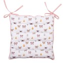 Clayre & Eef Chair Cushion Foam 40x40x4 cm Beige Pink Cotton Butterflies