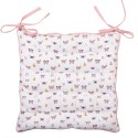 Clayre & Eef Chair Cushion Foam 40x40x4 cm Beige Pink Cotton Butterflies