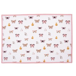 Clayre & Eef Placemats Set van 6  48x33 cm Beige Roze Katoen Vlinders