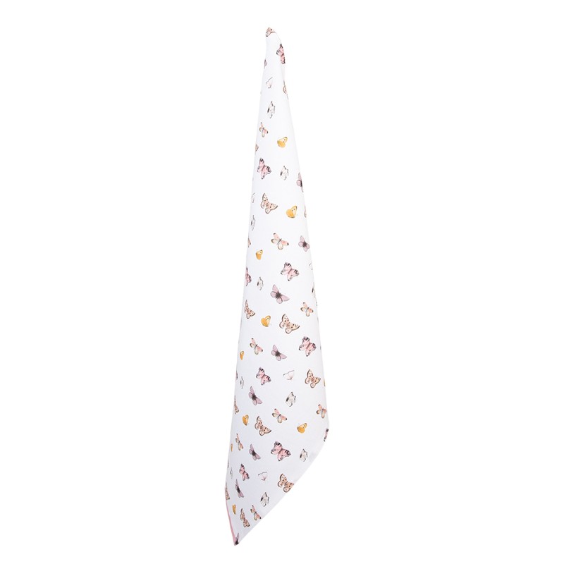 Clayre & Eef Torchon 50x70 cm Beige Rose Coton Papillons