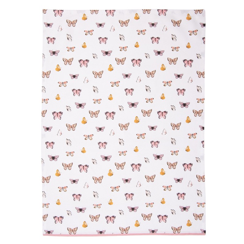 Clayre & Eef Torchon 50x70 cm Beige Rose Coton Papillons