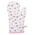 Clayre & Eef Oven Mitt 18x30 cm Beige Pink Cotton Butterflies