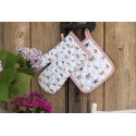 Clayre & Eef Oven Mitt 18x30 cm Beige Pink Cotton Butterflies