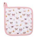 Clayre & Eef Manique de cuisine pour enfants 16x16 cm Beige Rose Coton Papillons