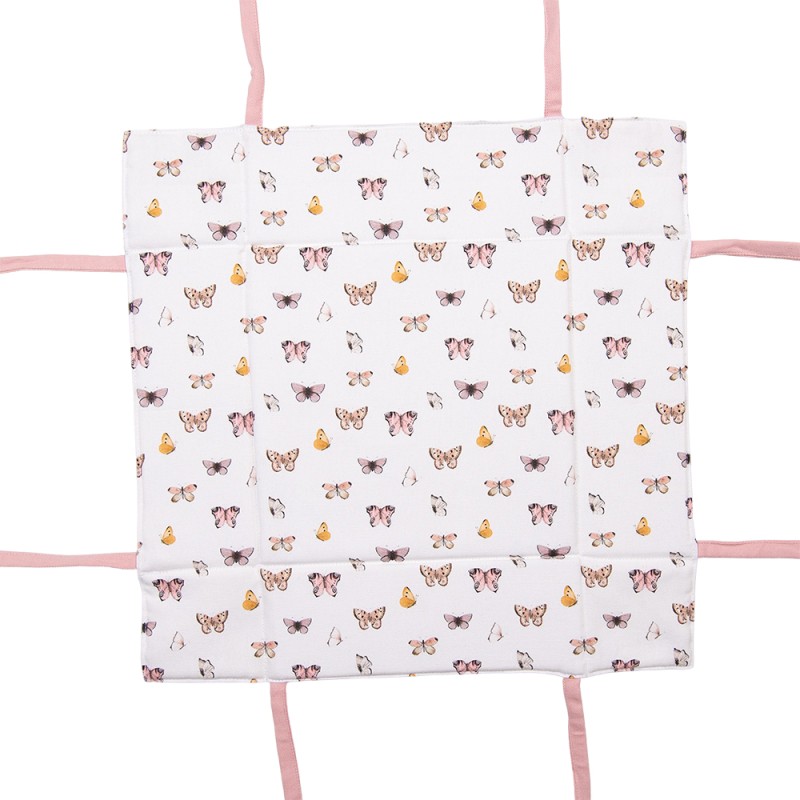 Clayre & Eef Bread Basket 35x35x8 cm Beige Pink Cotton Butterflies