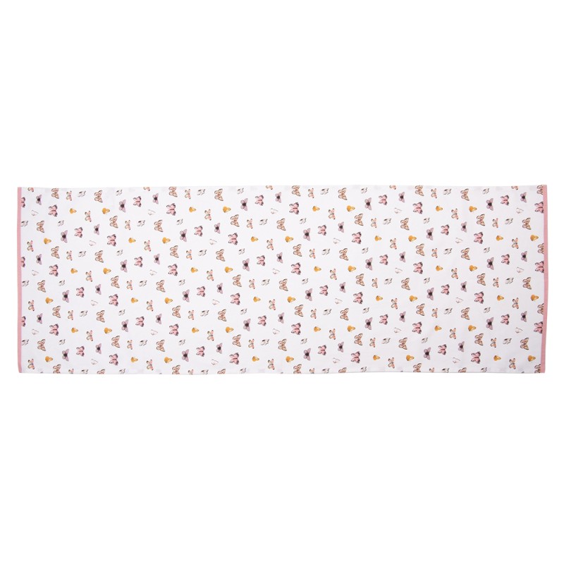 Clayre & Eef Tafelloper  50x140 cm Beige Roze Katoen Vlinders