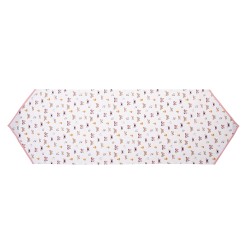 Clayre & Eef Tischläufer 50x160 cm Beige Rosa Baumwolle Schmetterlinge