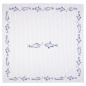 Clayre & Eef Nappe 100x100 cm Blanc Bleu Coton Carré Poissons