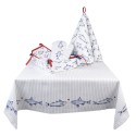 Clayre & Eef Tablecloth 100x100 cm White Blue Cotton Square Fishes