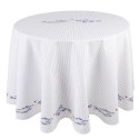 Clayre & Eef Tablecloth Ø 170 cm White Blue Cotton Round Fishes