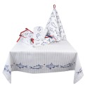 Clayre & Eef Tablecloth 150x150 cm White Blue Cotton Square Fishes