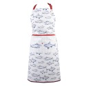 Clayre & Eef Kitchen Apron 70x85 cm White Blue Cotton Fishes