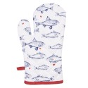 Clayre & Eef Manique de four 18x30 cm Blanc Bleu Coton Poissons