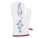 Clayre & Eef Oven Mitt 18x30 cm White Blue Cotton Fishes