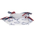 Clayre & Eef Bread Basket 35x35x8 cm White Blue Cotton Square Fishes