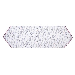 Clayre & Eef Table Runner 50x160 cm White Blue Cotton Fishes