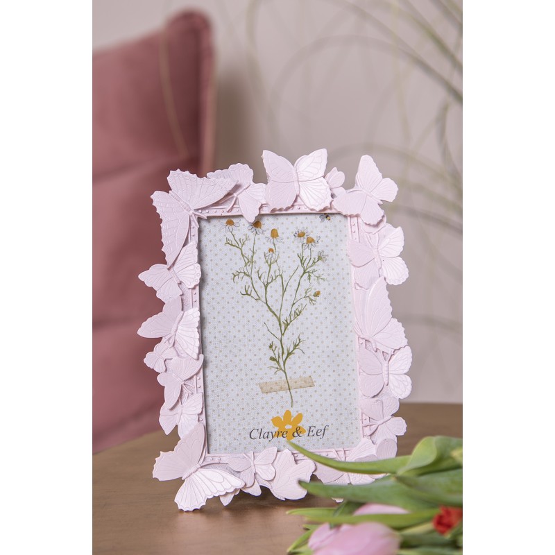 Clayre & Eef Photo Frame 10x15 cm Pink Plastic Glass