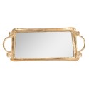 Clayre & Eef Tray 51x22 cm Gold colored Plastic Glass Rectangle