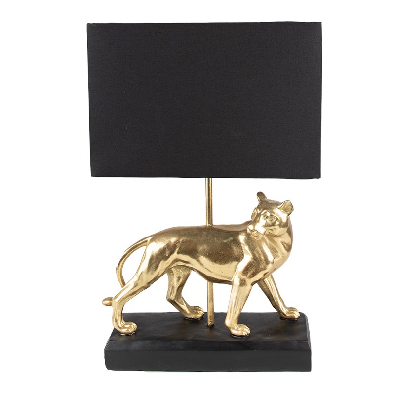 Clayre & Eef Table Lamp Leopard 30x12x47  cm Gold colored Black Plastic