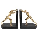 Clayre & Eef Bookends Set of 2 Person 33x9x17 cm Gold colored Black Plastic